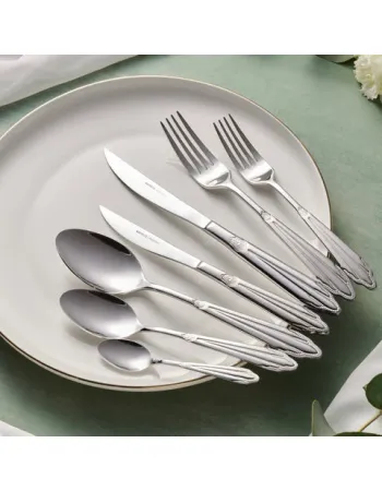 Karaca Mantilla 84-Piece Stainless Steel Cutlery Set for 12 People, Silver
