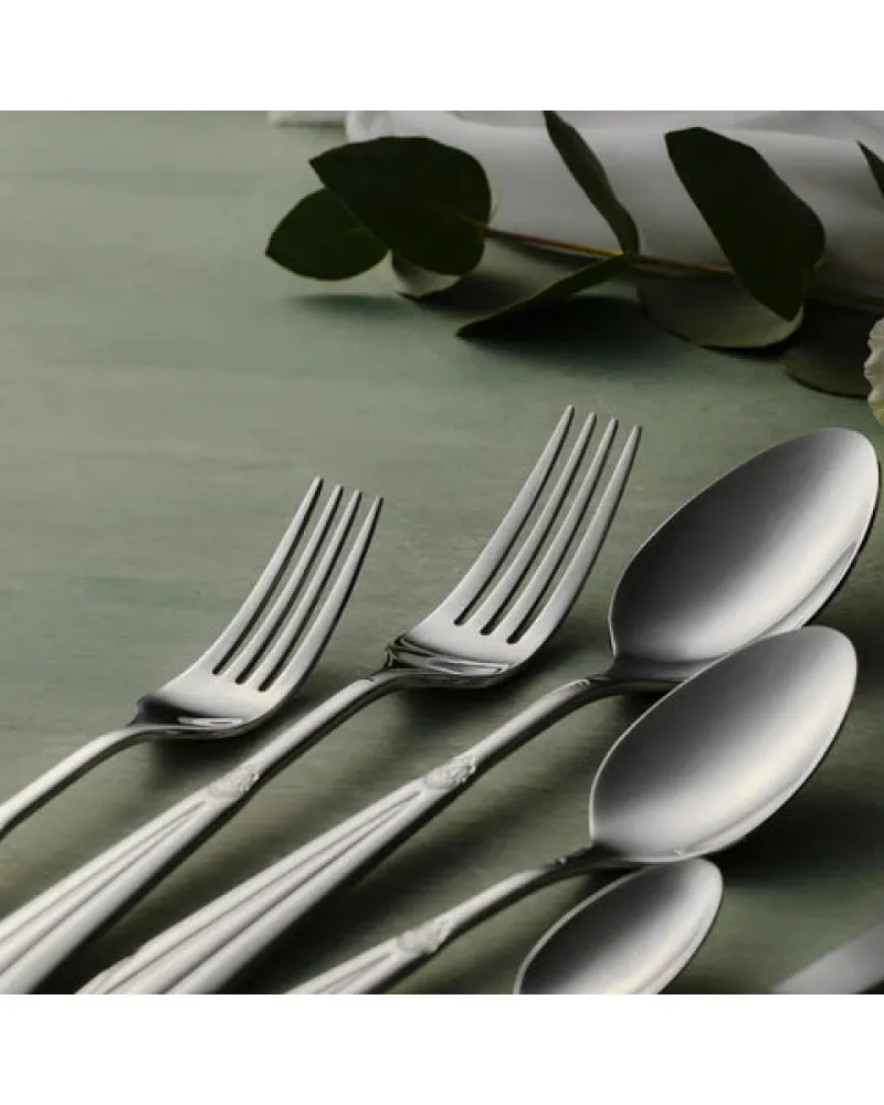 Karaca Mantilla 84-Piece Stainless Steel Cutlery Set for 12 People, Silver
