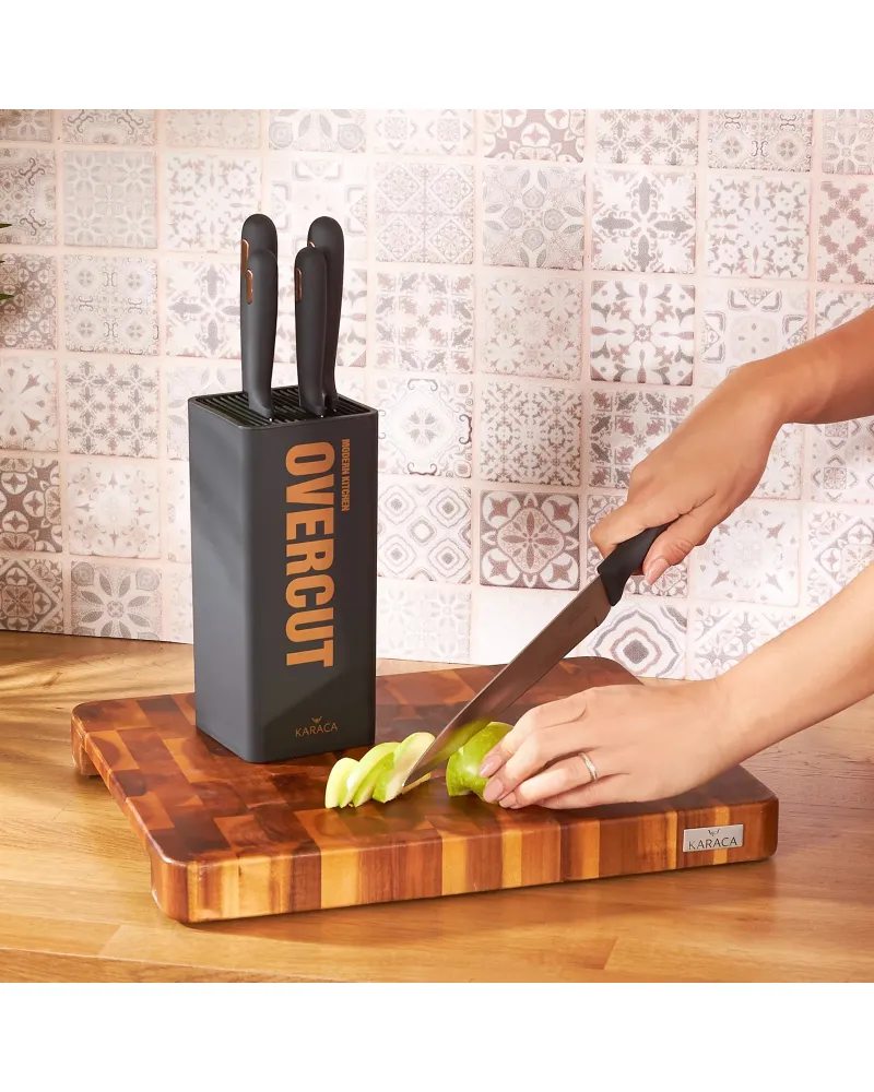 Karaca Overcut 5 Piece Knife Block Set, Black Karaca Overcut 5 Piece Knife Block Set, Black