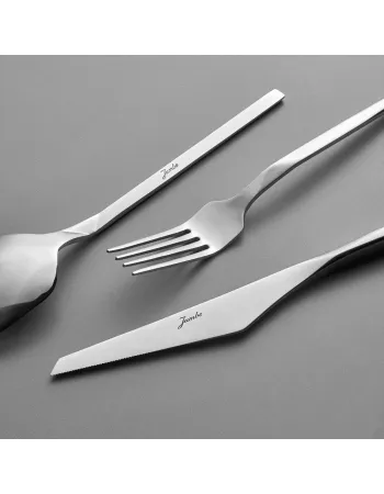 Jumbo 5100 Quartz 84-Piece Stainless Steel Cutlery Set for 12 People, Silver