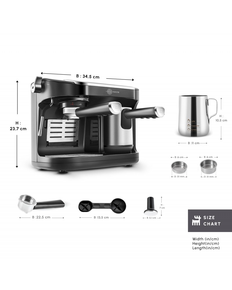 Karaca Hatır Perfetto Espresso and Turkish Coffee Machine, 1900W, 1,8L, Inox
