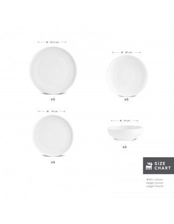 Karaca Stream Bone China Saturn 24-Piece Dinner Set for 6 People, White