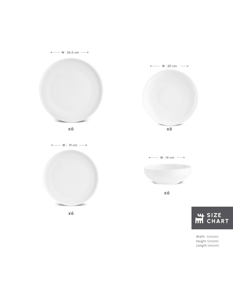 Karaca Stream Bone China Saturn 24-Piece Dinner Set for 6 People, White