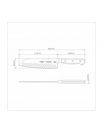 Tramontina Stainless Steel Santoku Knife, Inox