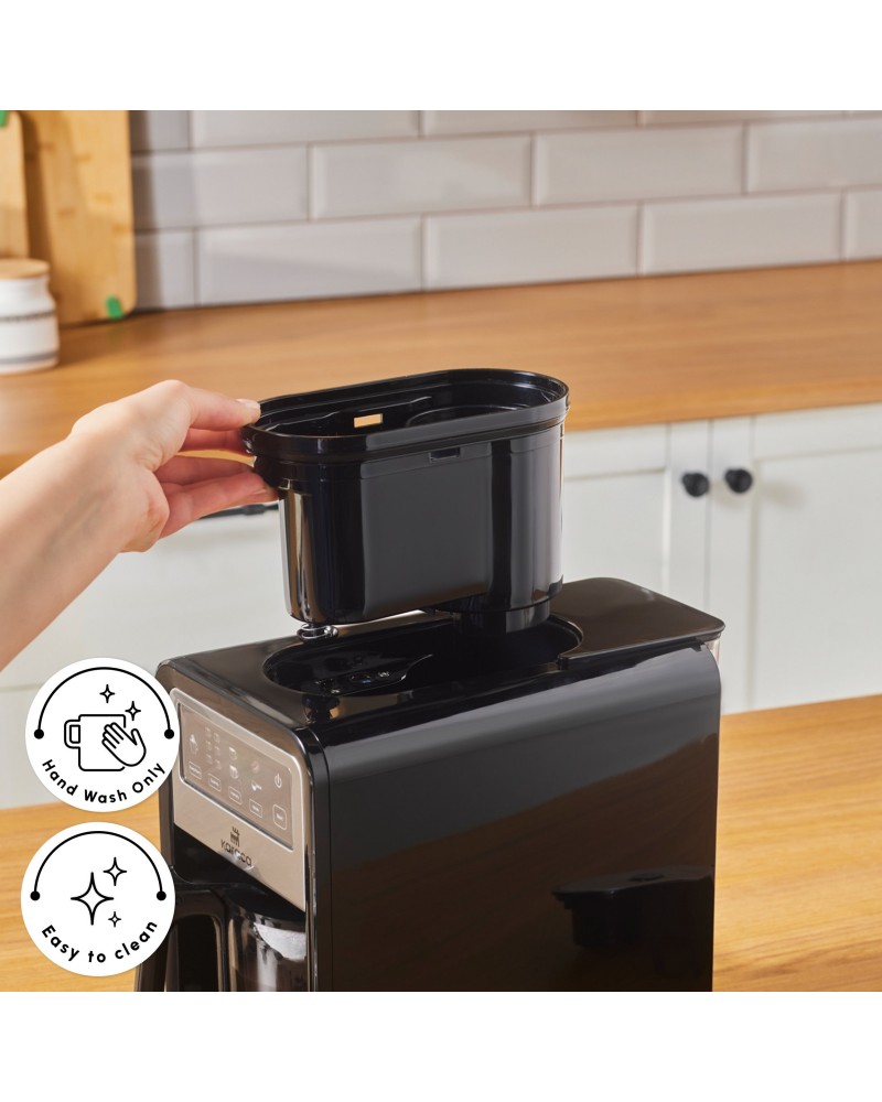 Karaca Grindbrew Pro Filter Coffee Machine with Built-in Grinder, 0,85L, 640W, Inox