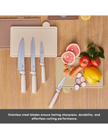 Karaca Chef’s Harmony 10-Piece Knife & Chopping Board Set, Beige