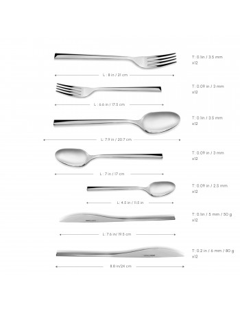 Karaca New Everest 84-Piece Stainless Steel Cutlery Set for 12 People, Silver