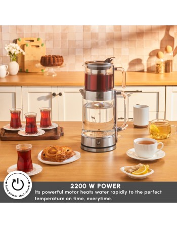 Karaca Luma Glass Large Tea Maker Kettle, 2,8L, 2200W, Clear Karaca Luma Glass Large Tea Maker Kettle, 2,8L, 2200W, Clear