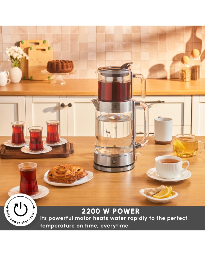 Karaca Luma Glass Large Tea Maker Kettle, 2,8L, 2200W, Clear Karaca Luma Glass Large Tea Maker Kettle, 2,8L, 2200W, Clear