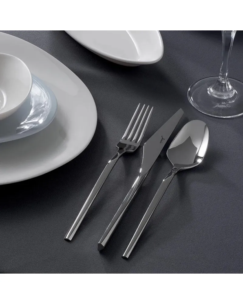 Jumbo 5100 Quartz 84-Piece Stainless Steel Cutlery Set for 12 People, Silver