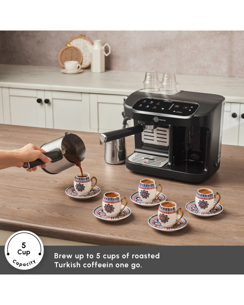 Karaca Hatır Perfetto Espresso and Turkish Coffee Machine, 1900W, 1,8L, Inox