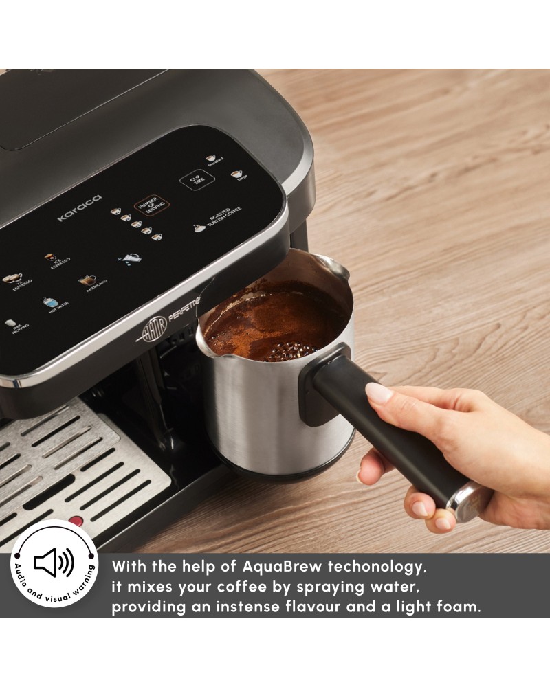 Karaca Hatır Perfetto Espresso and Turkish Coffee Machine, 1900W, 1,8L, Inox