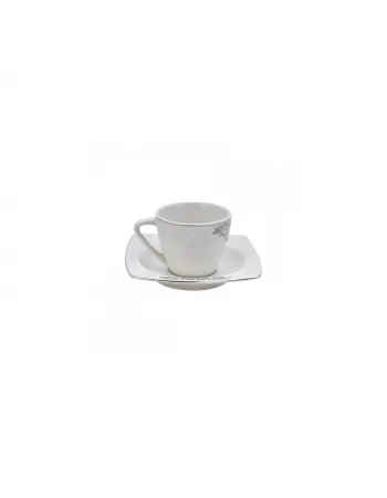 Karaca Nazende 12 Piece Porcelain Espresso Turkish Coffee Cup Set for 6 People, 80ml, White Platinum