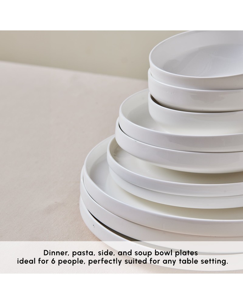 Karaca Stream Bone China Saturn 24-Piece Dinner Set for 6 People, White