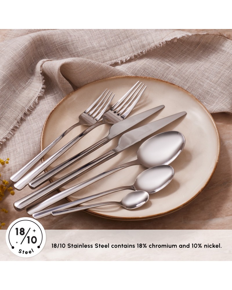 Karaca Serena 84-Piece Stainless Steel Cutlery Set for 12 People, Silver