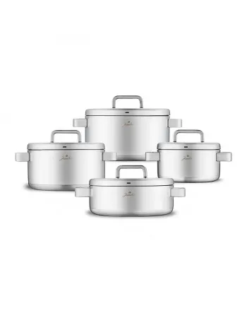 Jumbo Monaco 8-Piece 3ply Stainless Steel Induction Cookware Set, Silver