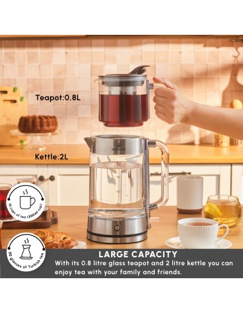 Karaca Luma Glass Large Tea Maker Kettle, 2,8L, 2200W, Clear Karaca Luma Glass Large Tea Maker Kettle, 2,8L, 2200W, Clear