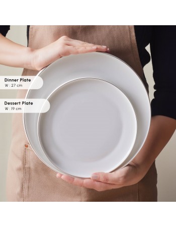 Karaca Stream Bone China Saturn 24-Piece Dinner Set for 6 People, White