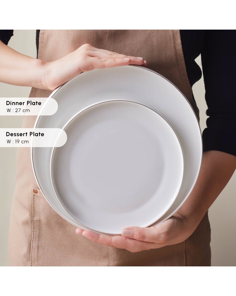 Karaca Stream Bone China Saturn 24-Piece Dinner Set for 6 People, White