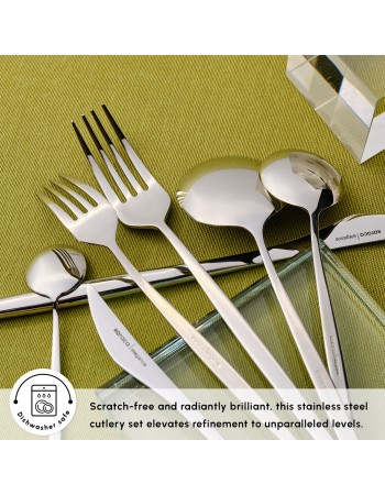 Karaca New Porto Elegance 84-Piece Stainless Steel Cutlery Set for 12 People, Silver