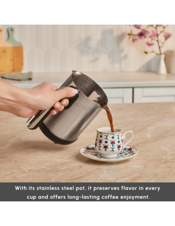 Karaca Hatır Neo Inox Turkish Coffee Maker, 735W, 300ml, Inox