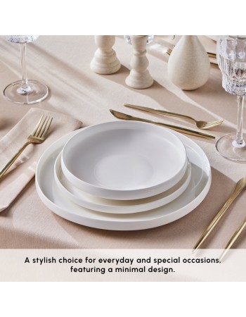 Karaca Stream Bone China Saturn 24-Piece Dinner Set for 6 People, White