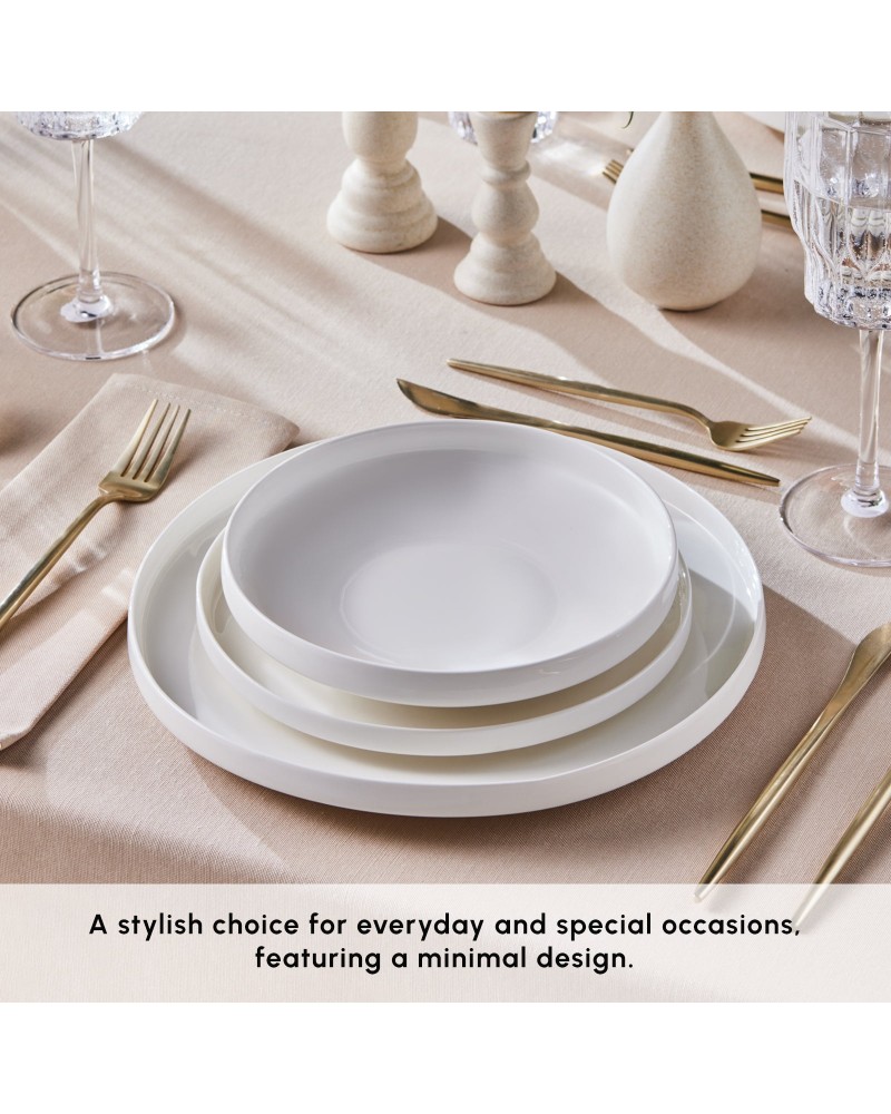 Karaca Stream Bone China Saturn 24-Piece Dinner Set for 6 People, White