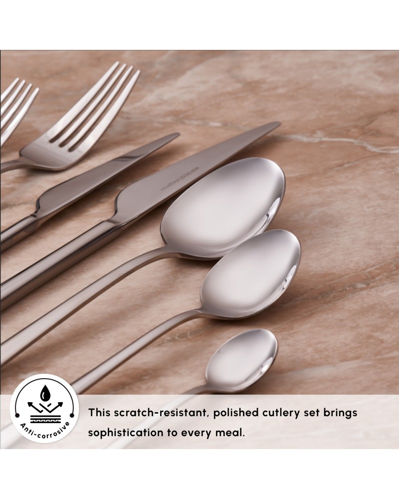 Karaca Serena 84-Piece Stainless Steel Cutlery Set for 12 People, Silver