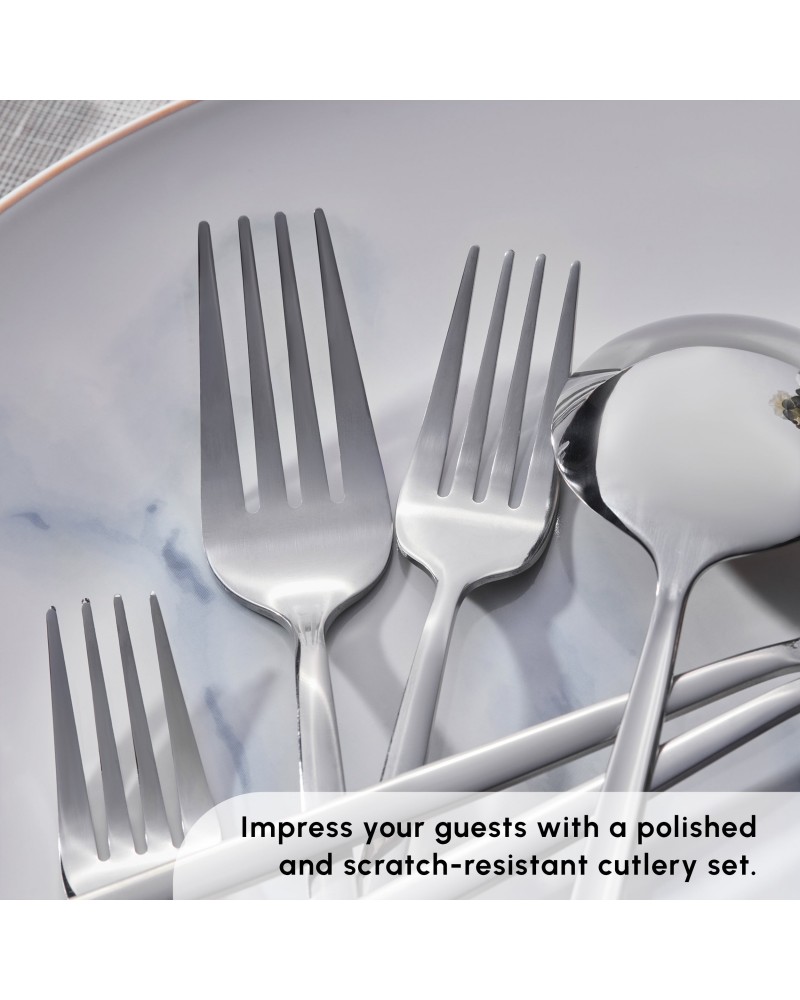 Karaca Bella Stainless Steel 24-Piece Cutlery Set for 6 People, Silver