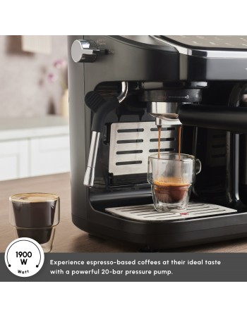 Karaca Hatır Perfetto Espresso and Turkish Coffee Machine, 1900W, 1,8L, Inox