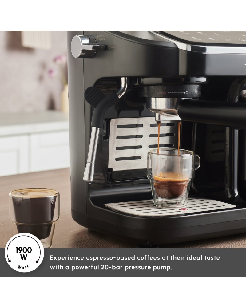 Karaca Hatır Perfetto Espresso and Turkish Coffee Machine, 1900W, 1,8L, Inox