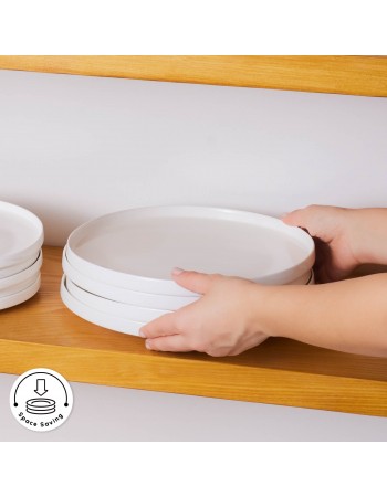 Karaca Stream Bone China Saturn 24-Piece Dinner Set for 6 People, White
