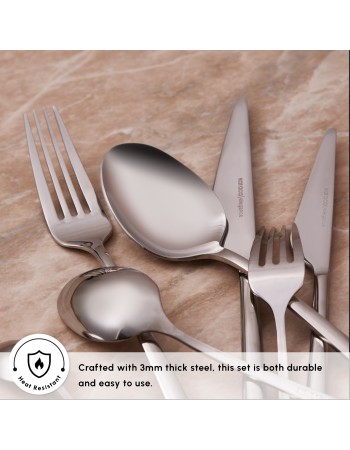 Karaca Serena 84-Piece Stainless Steel Cutlery Set for 12 People, Silver