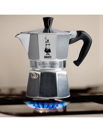 Bialetti Moka Express Hob Espresso Coffee Maker, 2 Cups, Silver