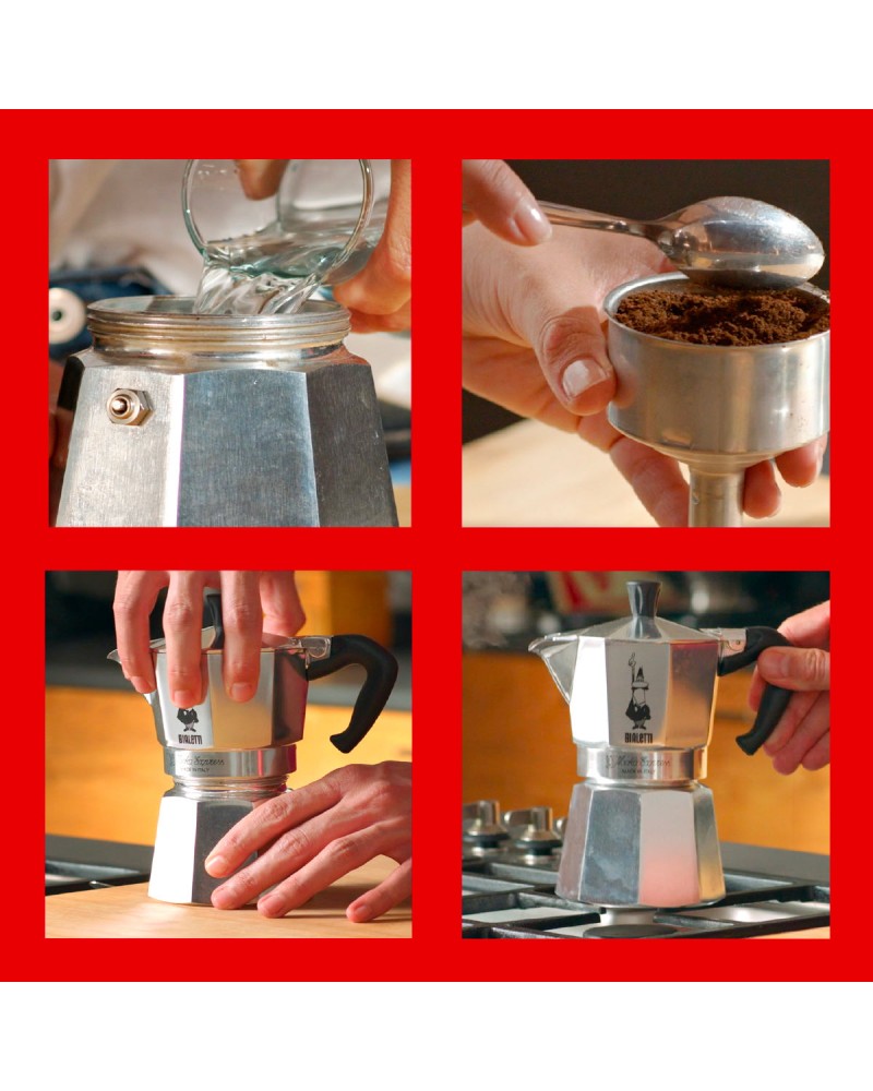 Bialetti Moka Express Hob Espresso Coffee Maker, 2 Cups, Silver