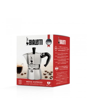Bialetti Moka Express Hob Espresso Coffee Maker, 2 Cups, Silver