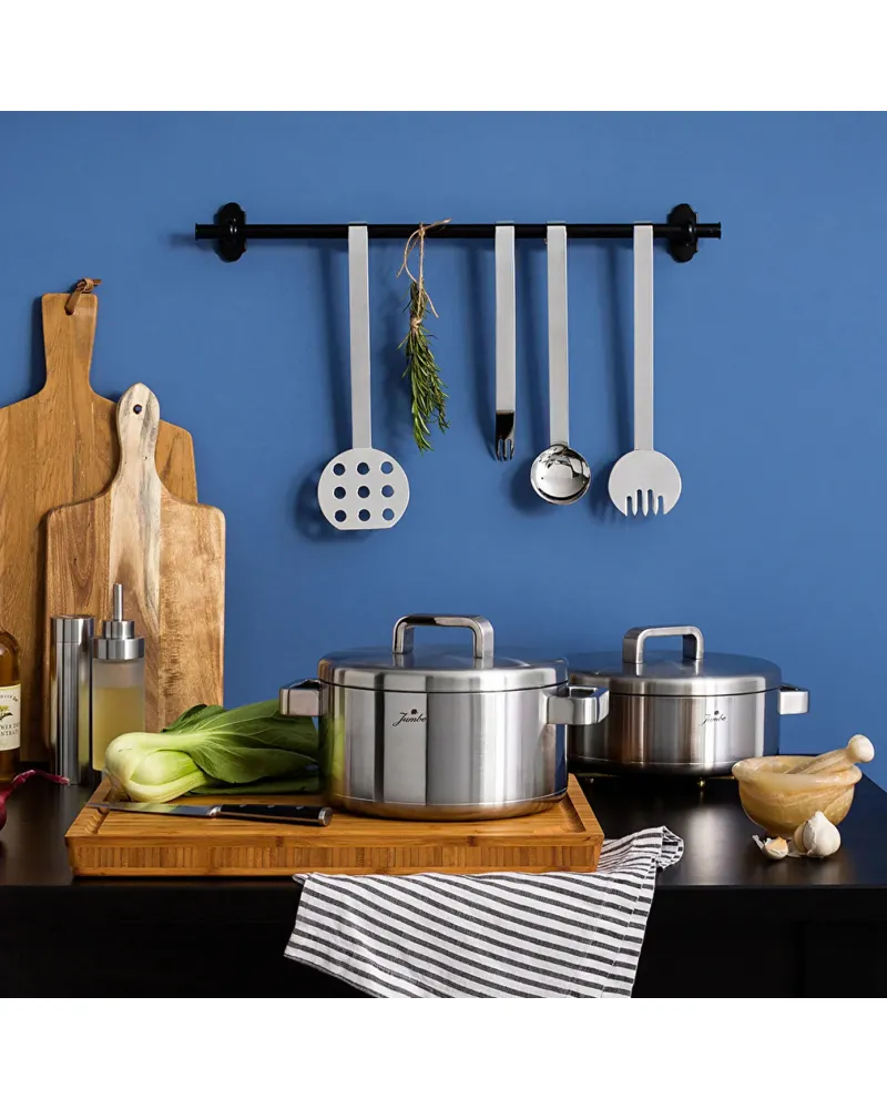 Jumbo Monaco 8-Piece 3ply Stainless Steel Induction Cookware Set, Silver