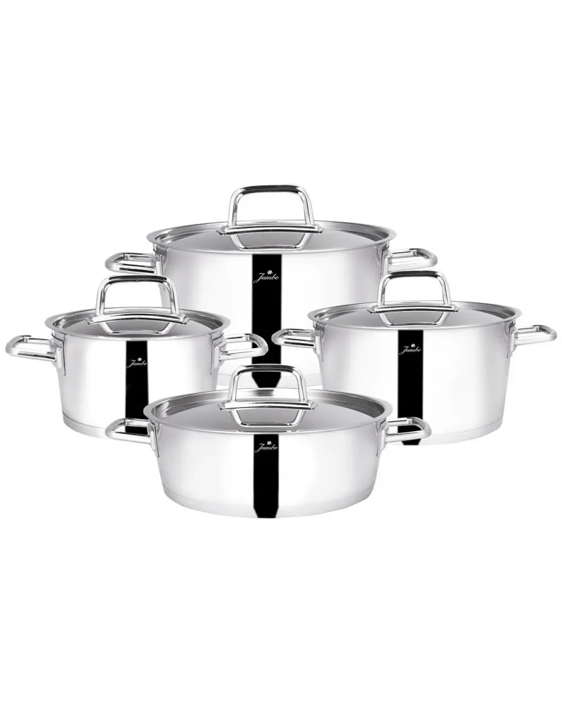 Jumbo Felix 8-Piece Stainless Steel Induction Cookware Set, Silver