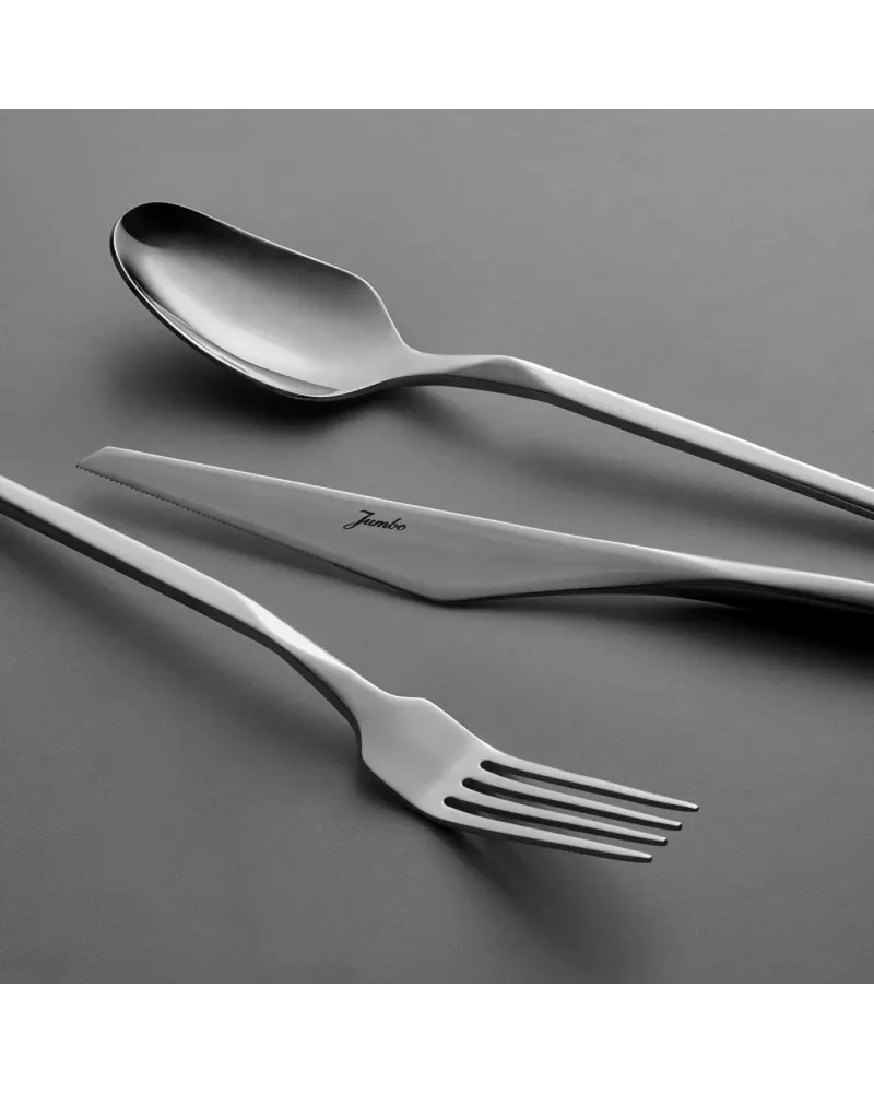 Jumbo 5100 Quartz 84-Piece Stainless Steel Cutlery Set for 12 People, Silver