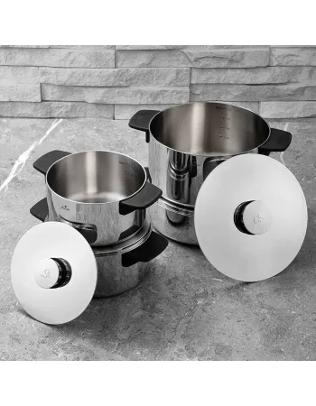 Jumbo Infinity 8-Piece 3Ply Stainless Steel Induction Cookware Set, Silver