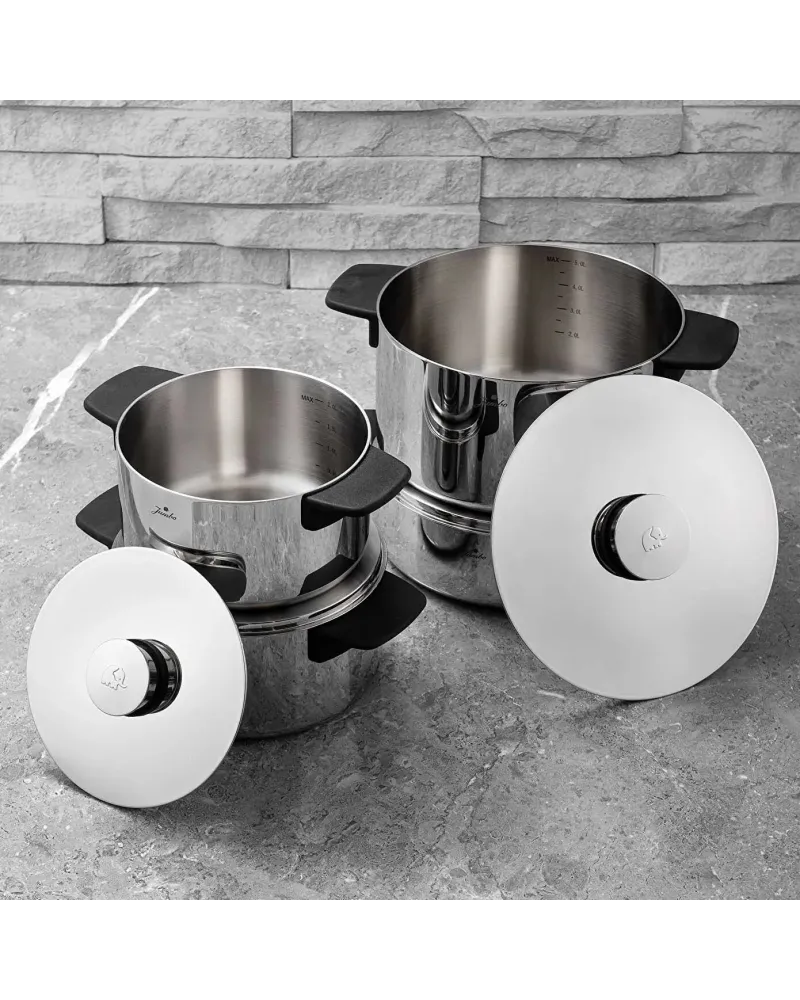 Jumbo Infinity 8-Piece 3Ply Stainless Steel Induction Cookware Set, Silver