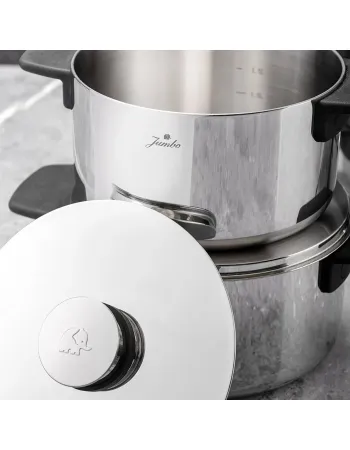 Jumbo Infinity 8-Piece 3Ply Stainless Steel Induction Cookware Set, Silver