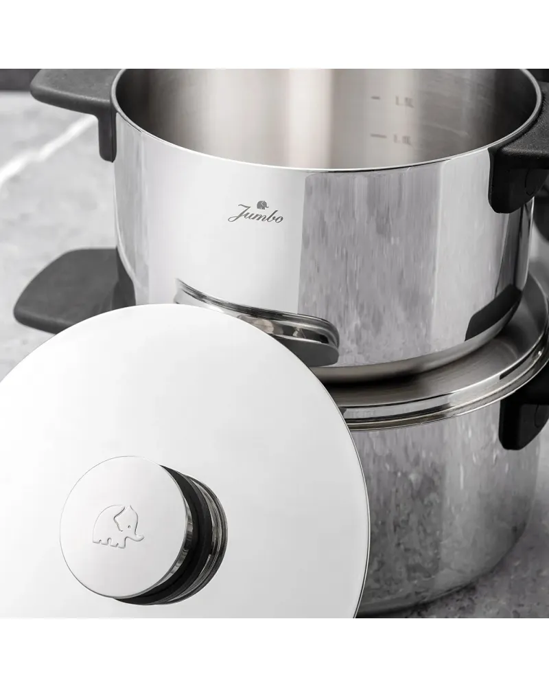 Jumbo Infinity 8-Piece 3Ply Stainless Steel Induction Cookware Set, Silver