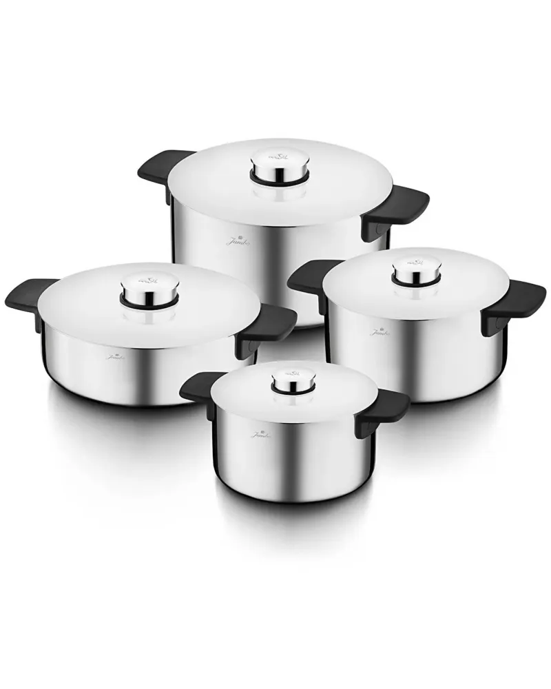 Jumbo Infinity 8-Piece 3Ply Stainless Steel Induction Cookware Set, Silver