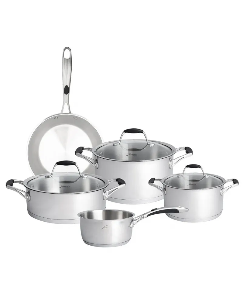 Jumbo New Stella 8-Piece Stainless Steel Induction Cookware Set, Silver