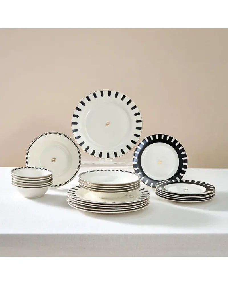 Karaca 50th Anniversary Collection Korea 24-Piece Bone China Dinner Set for 6 People, Multi