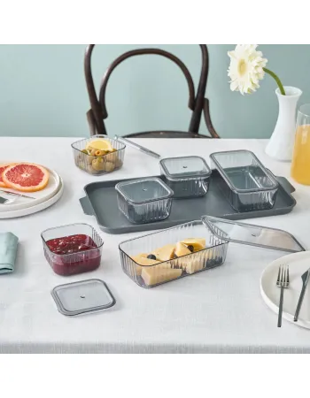 Karaca Sienna 6 Piece Breakfast Storage Container Set, Black