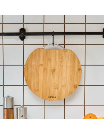 Karaca Owen Bamboo Round Chopping Board, Large, Wood