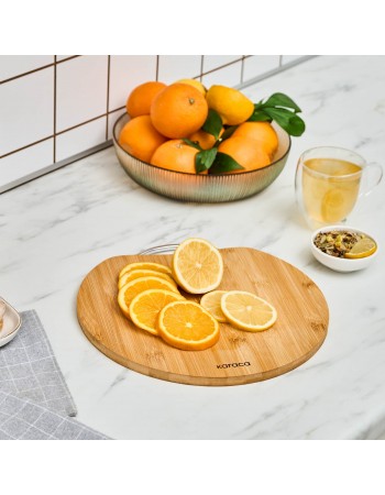 Karaca Owen Bamboo Round Chopping Board, Large, Wood