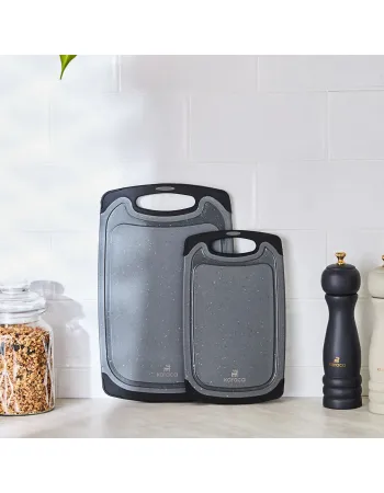 Karaca Daily 2-Piece Granite-Patterned Daily Chopping Board Set, Grey